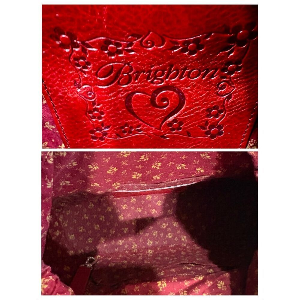BRIGHTON Vintage "Marilyn" Woven Heart Satchel/Red Croco-Embossed Leather Trim - Picture 9 of 14